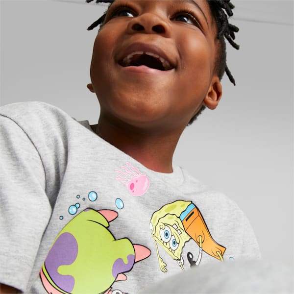 Playera PUMA x BOB ESPONJA para niños, Light Gray Heather, extralarge